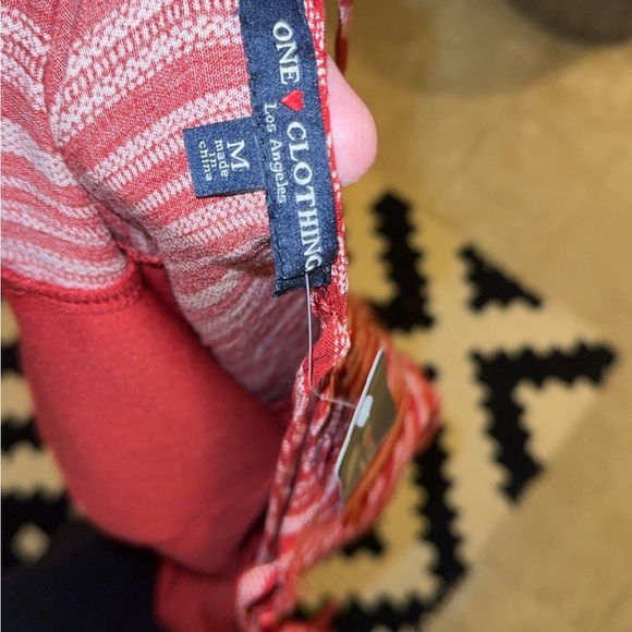 One Clothing Red Striped Sleeveless Romper Size Med Boho Ethnic Casual Summer - Picture 7 of 8